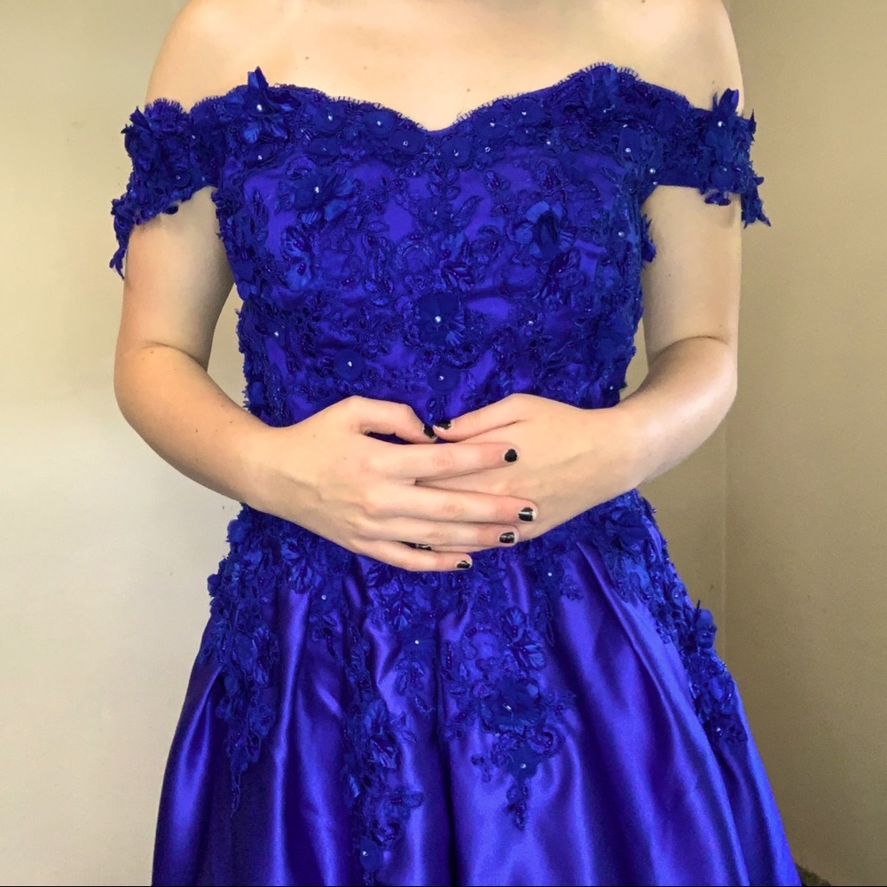 Royal blue size 8 corset back homecoming dress
